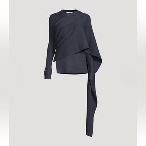 HELMUT LANG Italian Merino Wool Draped Rib-Knit Sweater - NWOT